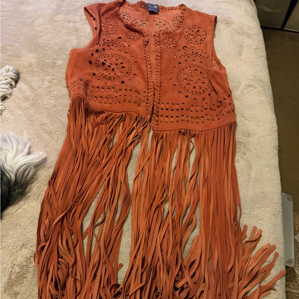 Neiman Marcus Terracotta Cutout Vest